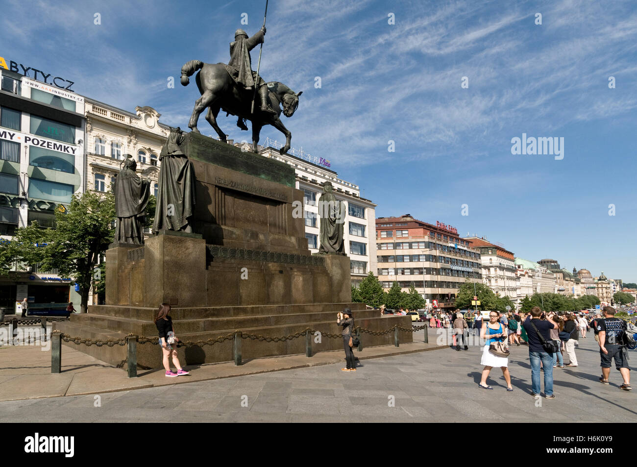 The equestrian statue of Saint Wenceslas, the patron saint of Bohemia