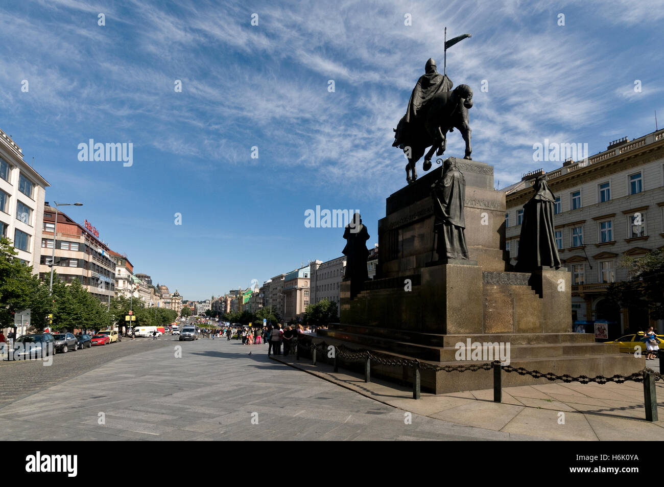 The equestrian statue of Saint Wenceslas, the patron saint of Bohemia