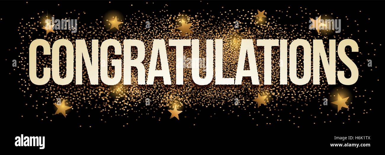 Congratulations banner with gold glitter. Vector illustration. Elements