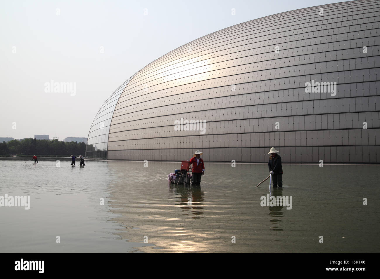 Exterior of the spheric building of the National Centre for the Performing Arts building designed by architect Paul Andreu. Stock Photo