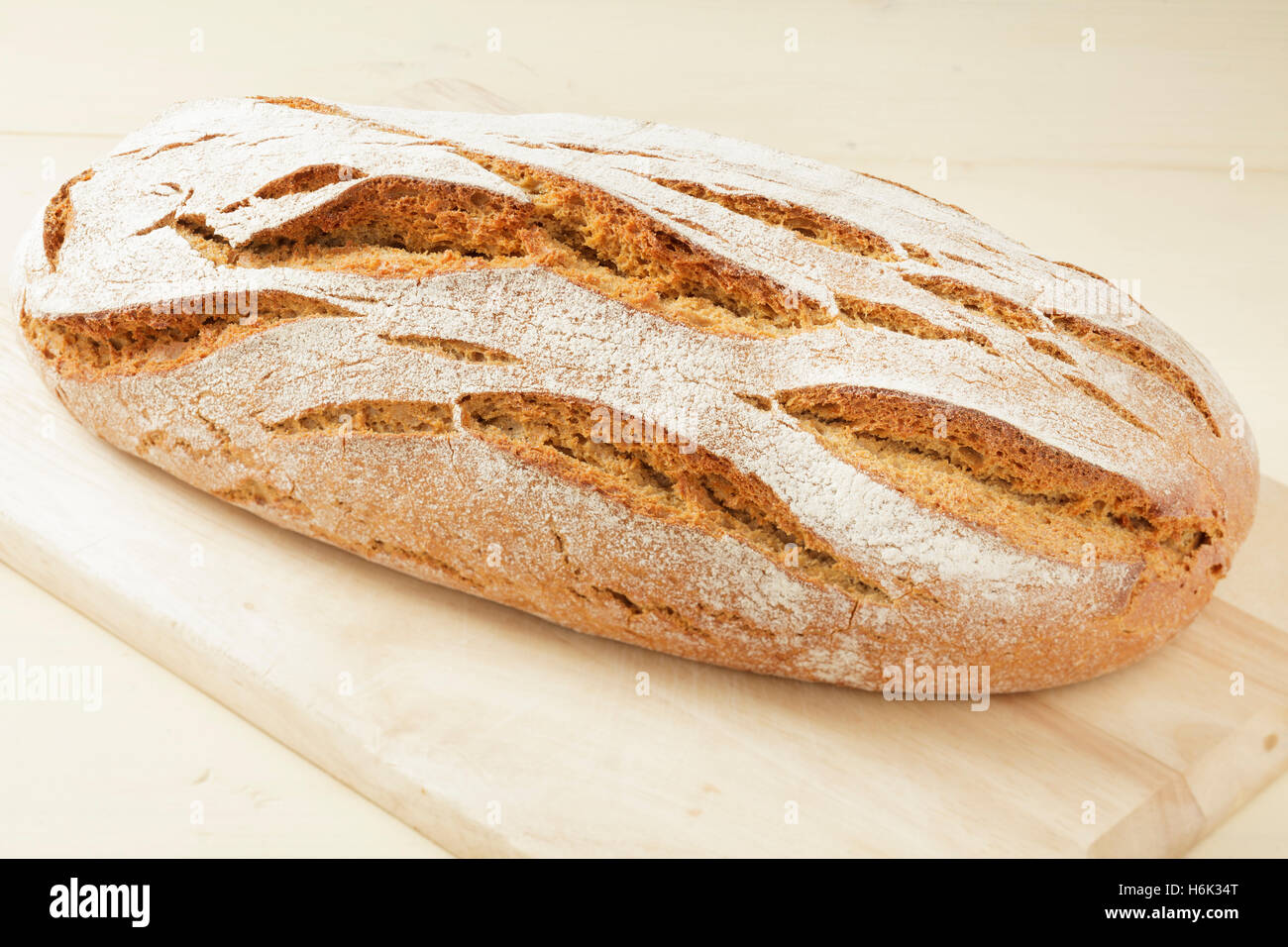 fresh crusty loaf of bread Stock Photo