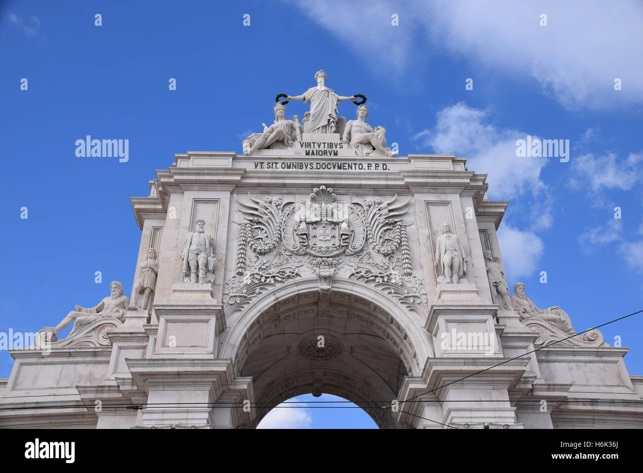 Commerce Square archway, Lisbon, Portugal Stock Photo