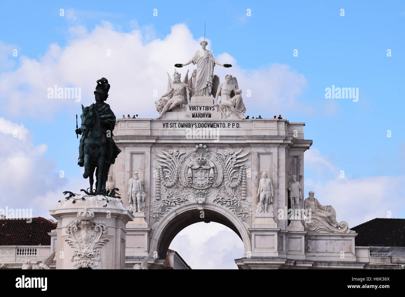 Commerce Square archway, Lisbon, Portugal Stock Photo
