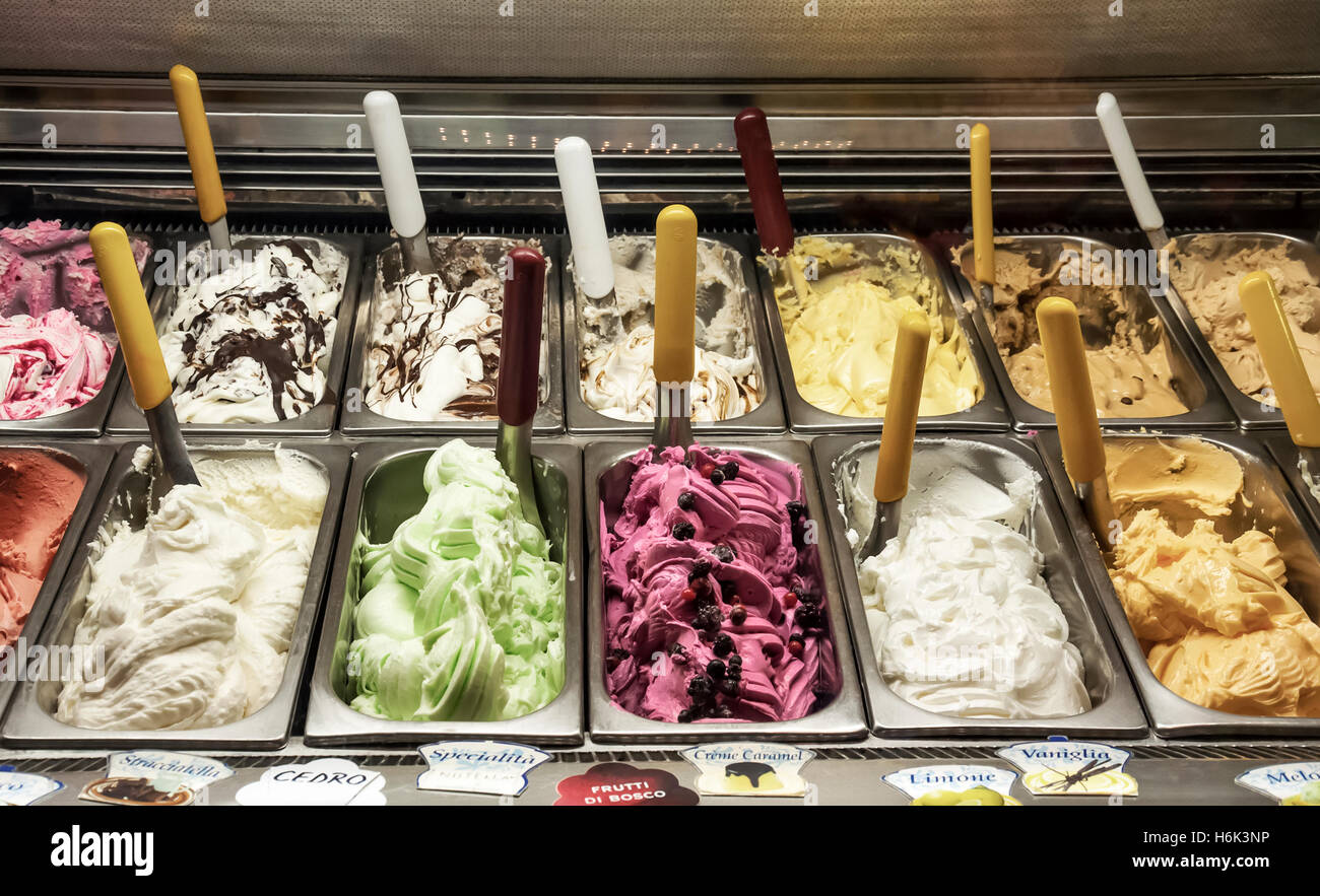 Mixed flavors Gelato or Italian ice cream Stock Photo Alamy