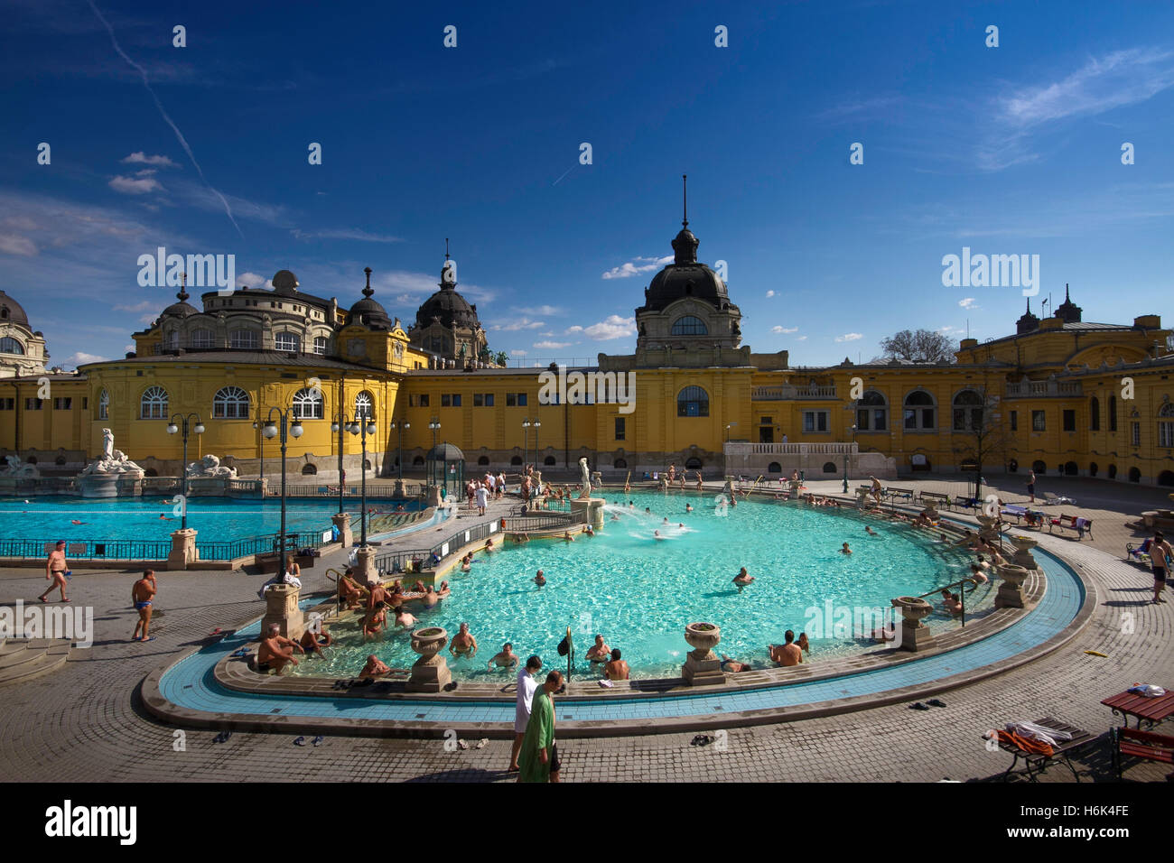 Hungary Pool Building Budapest, capital of Hungary, thermal pools of Széchenyi Stock Photo ...