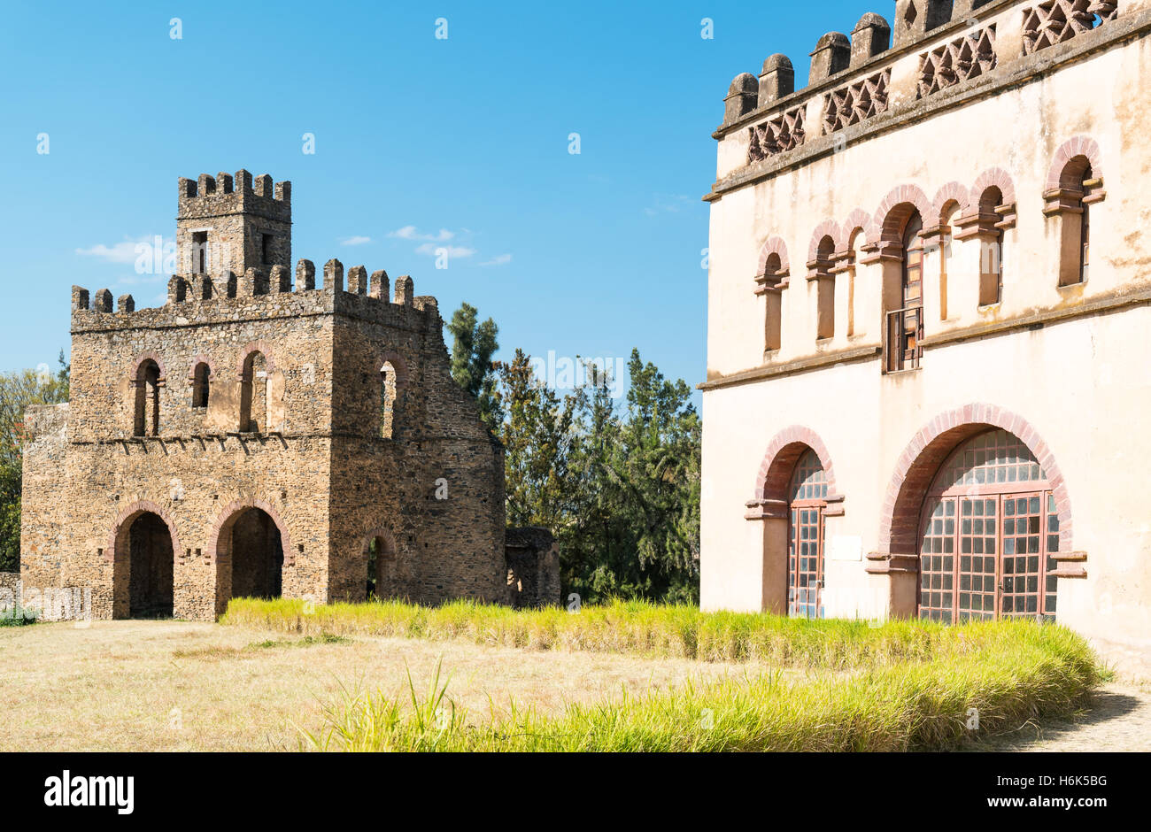 Ethiopia, Gondar, ancient buildings in the Imperial quarter Stock Photo