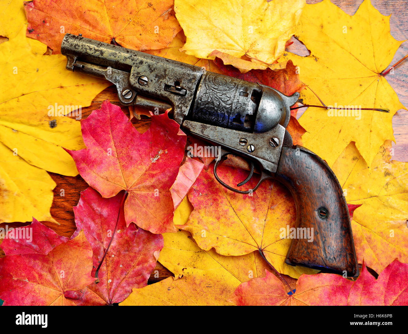 Cap and ball percussion antique pistol Stock Photo