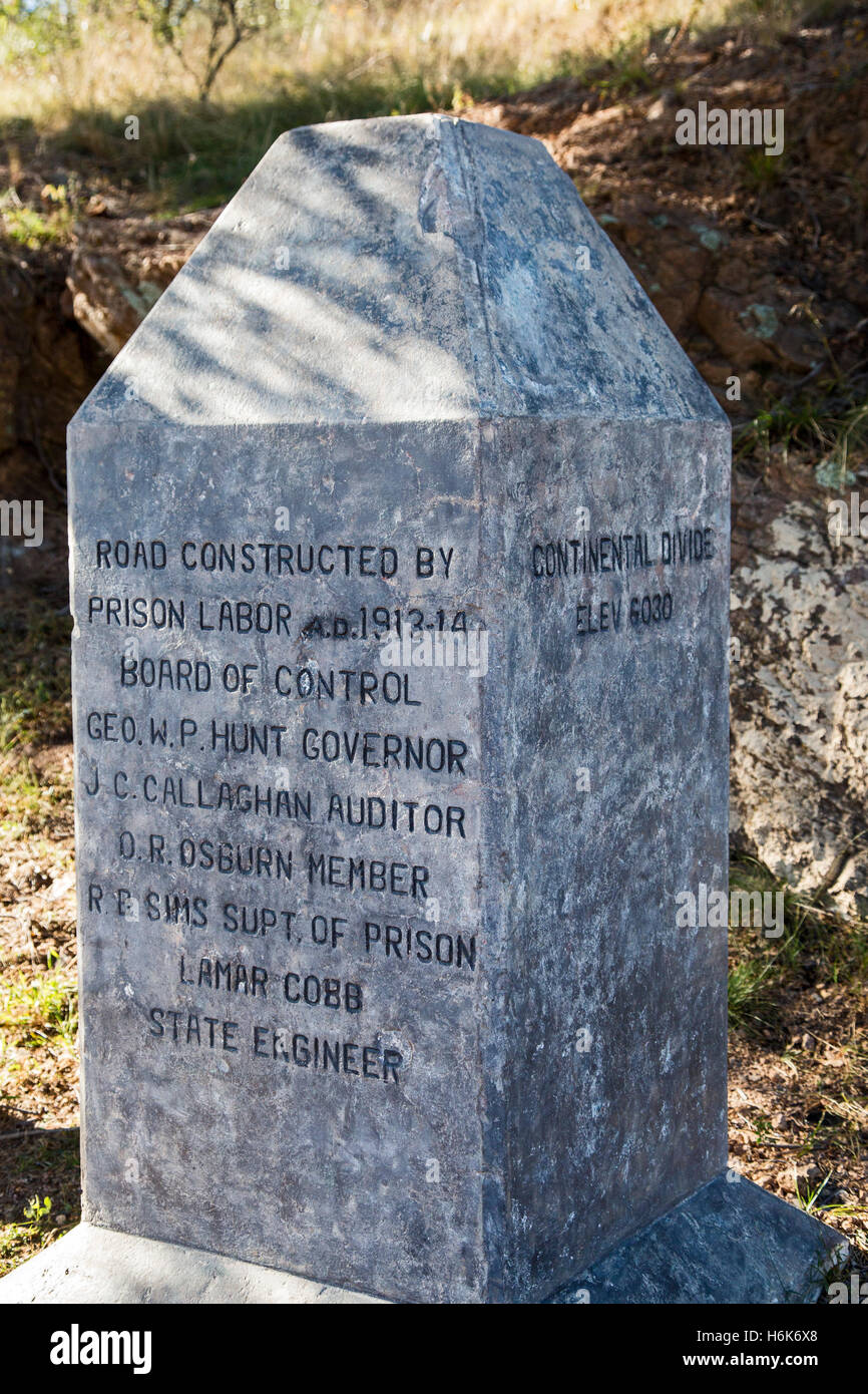 Bisbee, Arizona - A monument on Old Divide Road, built by prison labor in 1913-14. Stock Photo