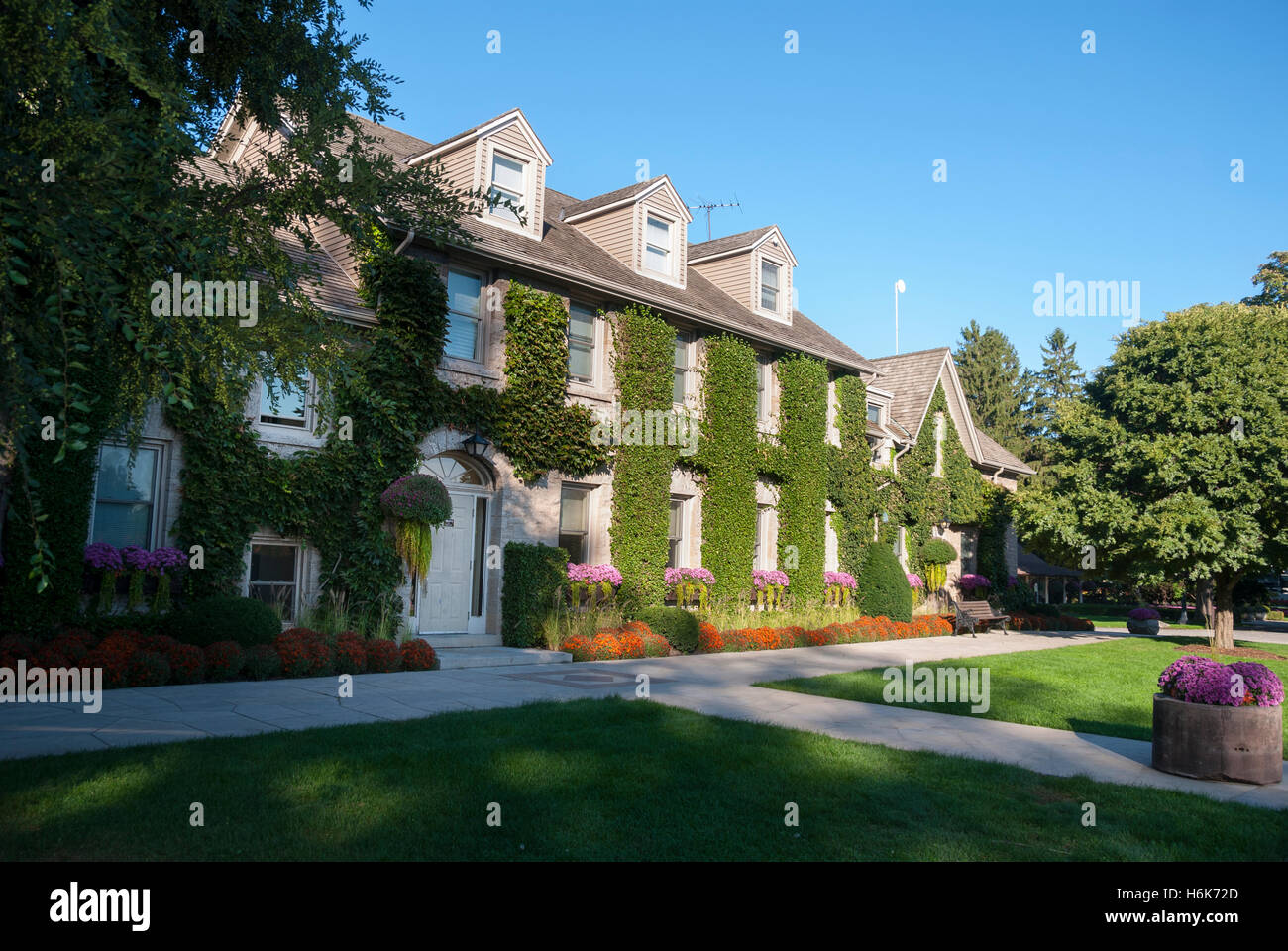 The ivy covered student residence at the Niagara Parks School of Horticulture at the Niagara parks botanical gardens Stock Photo