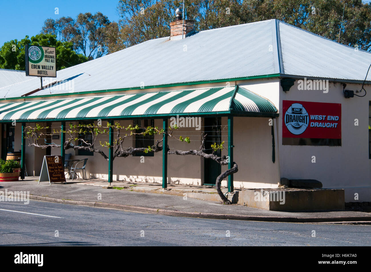 Country-style pub verandah at Eden Valley, South Australia Stock Photo