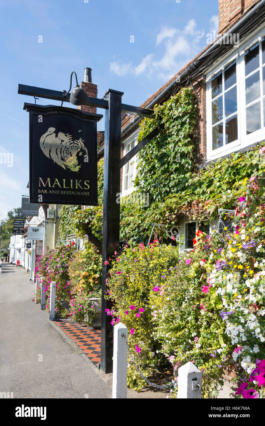 Maliks Indian Restaurant, High Street, Cookham, Berkshire, England, United Kingdom Stock Photo