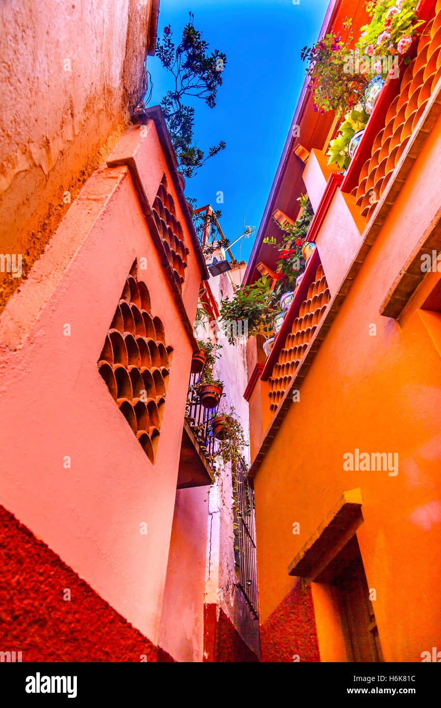 Kiss Alley Alleyway Colored Houses Guanajuato Mexico. Houses so close