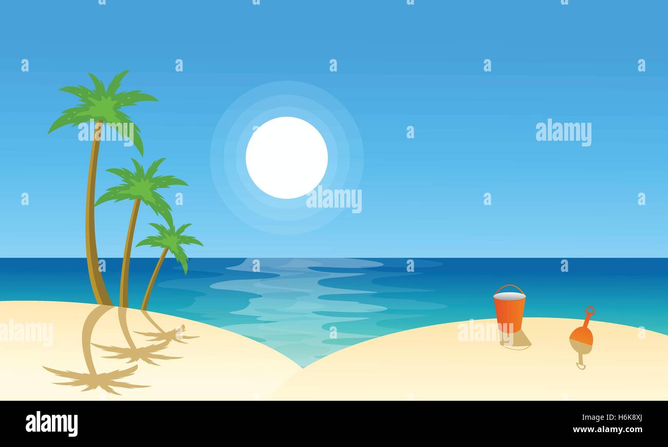 Vector flat landscape beach collection stock illustration Stock Vector ...