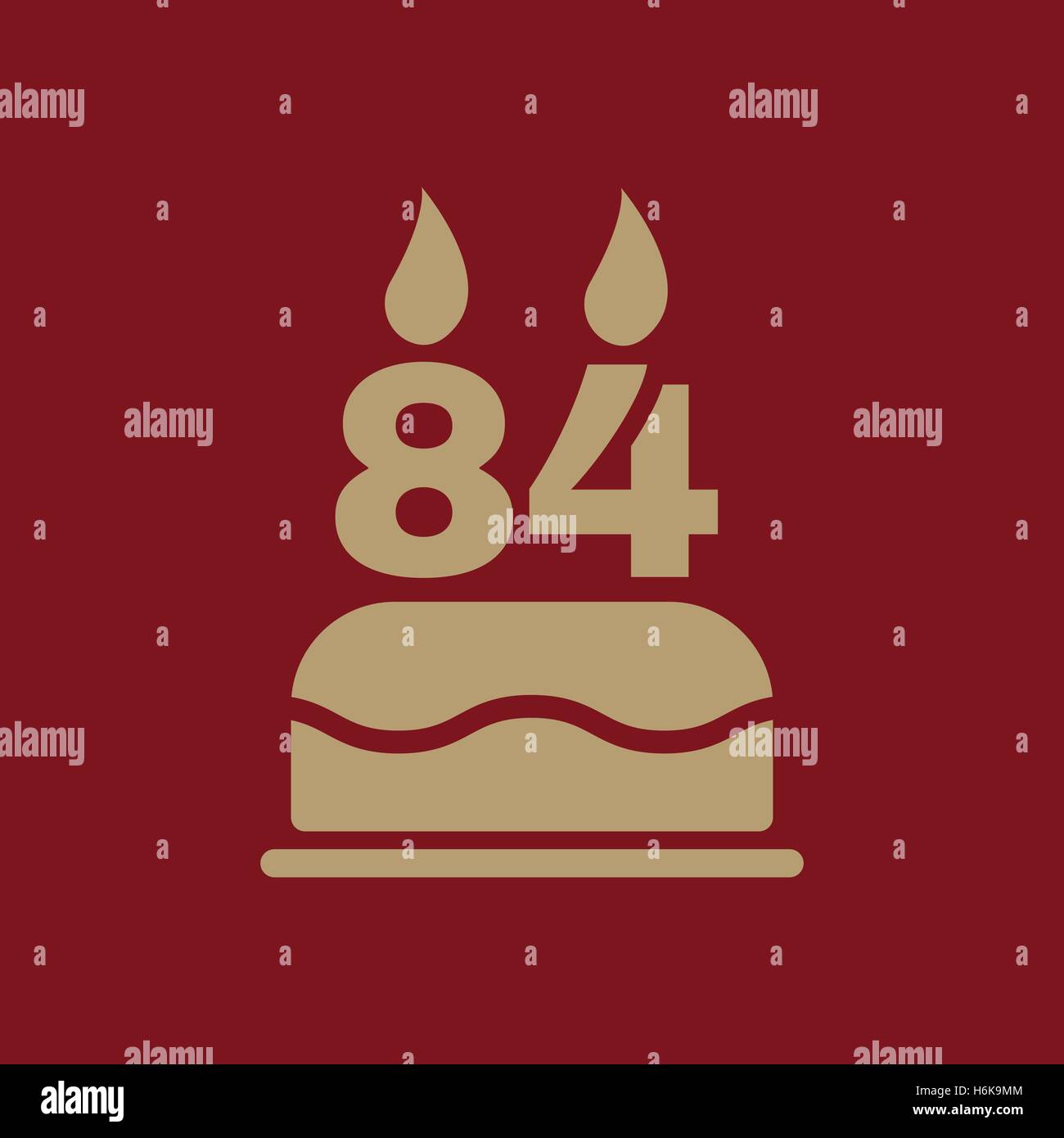 The birthday cake with candles in the form of number 84 icon. Birthday ...