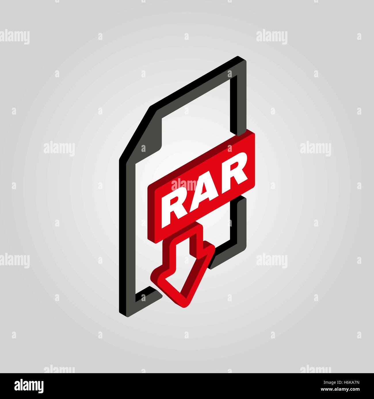 The RAR file icon. 3D isometric.Archive, compressed symbol. Flat Vector illustration Stock Vector