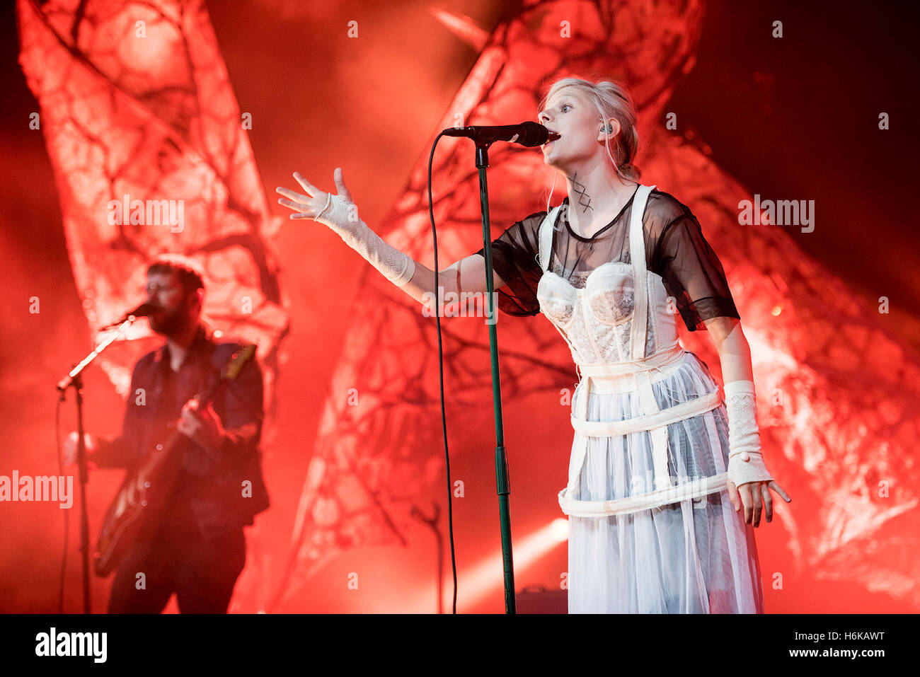 Liverpool, UK. 29th October 2016. Aurora performs at Vevo Halloween 2016, Bramley Moore Dock, Liverpool 29/10/2016 Credit:  Gary Mather/Alamy Live News Stock Photo