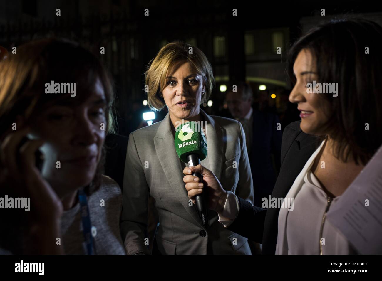 October 29, 2016 - Madrid, Spain - General Secretary of the Popular Party, Mrs. Maria dolores de Cospedal leaving the Congress of Deputies after the investiture of president Mariano Rajoy. (Credit Image: © Nacho Guadano via ZUMA Wire) Stock Photo