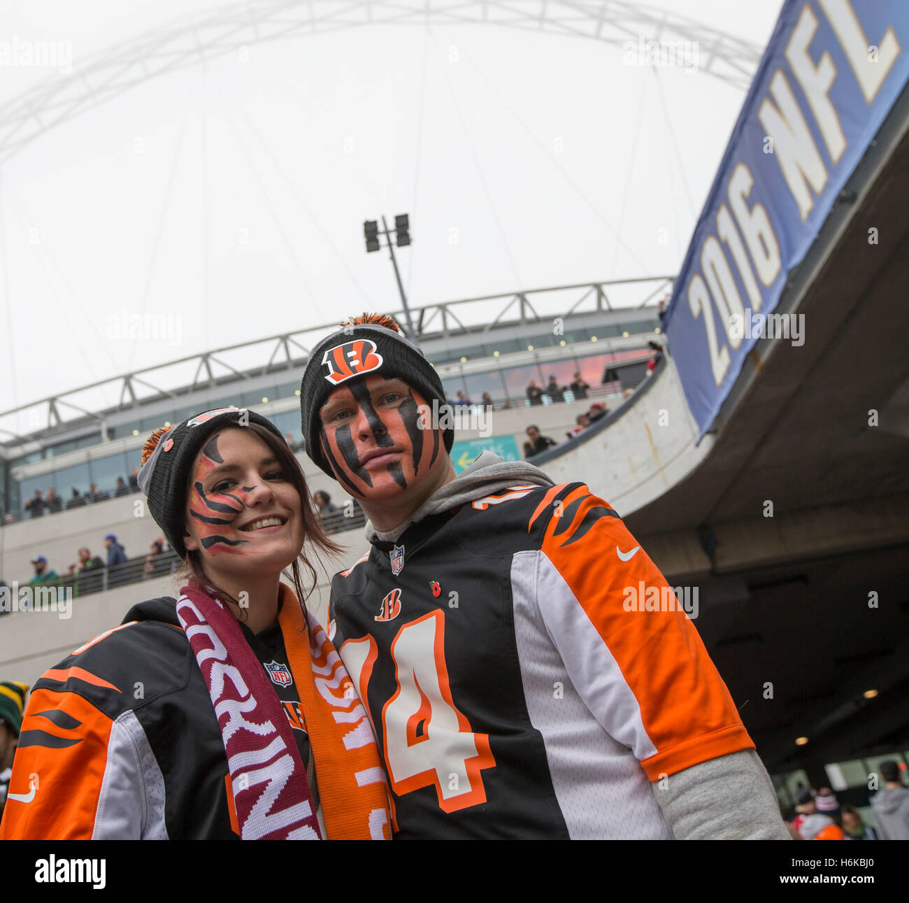 Cincinnati Bengals fans during the NFL International Series match at  Wembley Stadium, London Stock Photo - Alamy