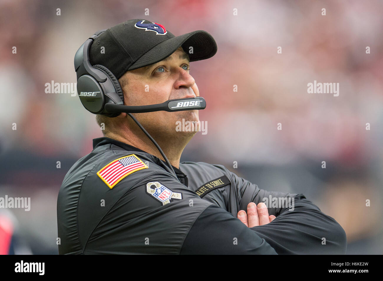 Houston, Texas, USA. 30th Oct, 2016. Houston Texans head coach Bill O'Brien watches during the 2nd quarter of an NFL game between the Houston Texans and the Detroit Lions at NRG Stadium in Houston, TX on October 30th, 2016. © Trask Smith/ZUMA Wire/Alamy Live News Stock Photo