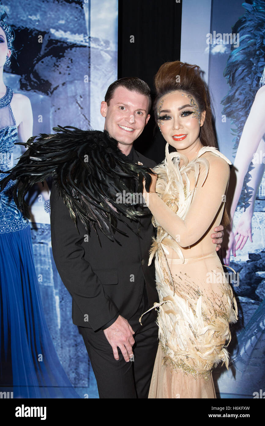 Los Angeles, California USA. 29th October, 2016. Author Dr. James W. Mercer and Sam Nguyen, Ms. National United States Woman of Achievement 2016, attend Avant Garde Magazine's 2nd Annual Masquerade Ball 2016 held at The Majestic Downtown LA in Los Angeles, California USA. @ Sheri Determan / Alamy Live News Stock Photo