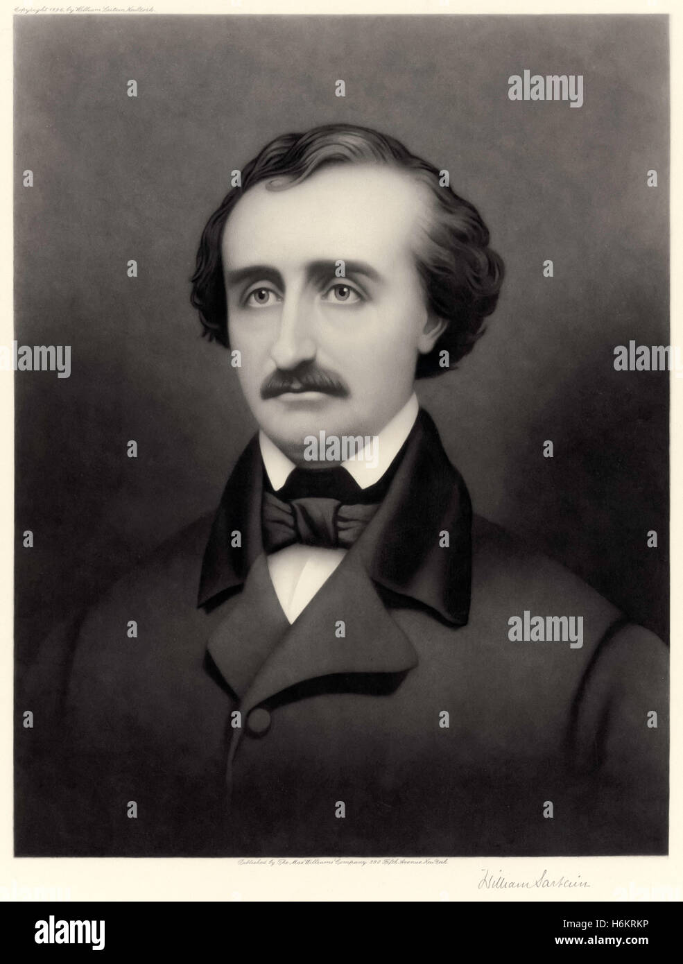 Portrait of American writer Edgar Allan Poe (18091849) signed print by