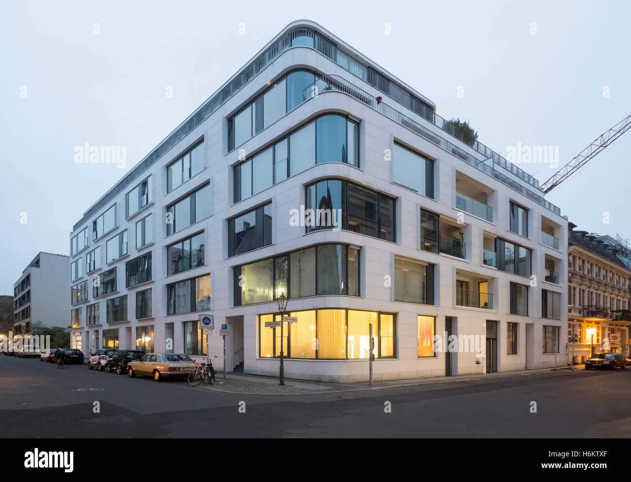 Modern new luxury apartment and commercial building on Linienstrasse,  in Mitte Berlin Germany Stock Photo