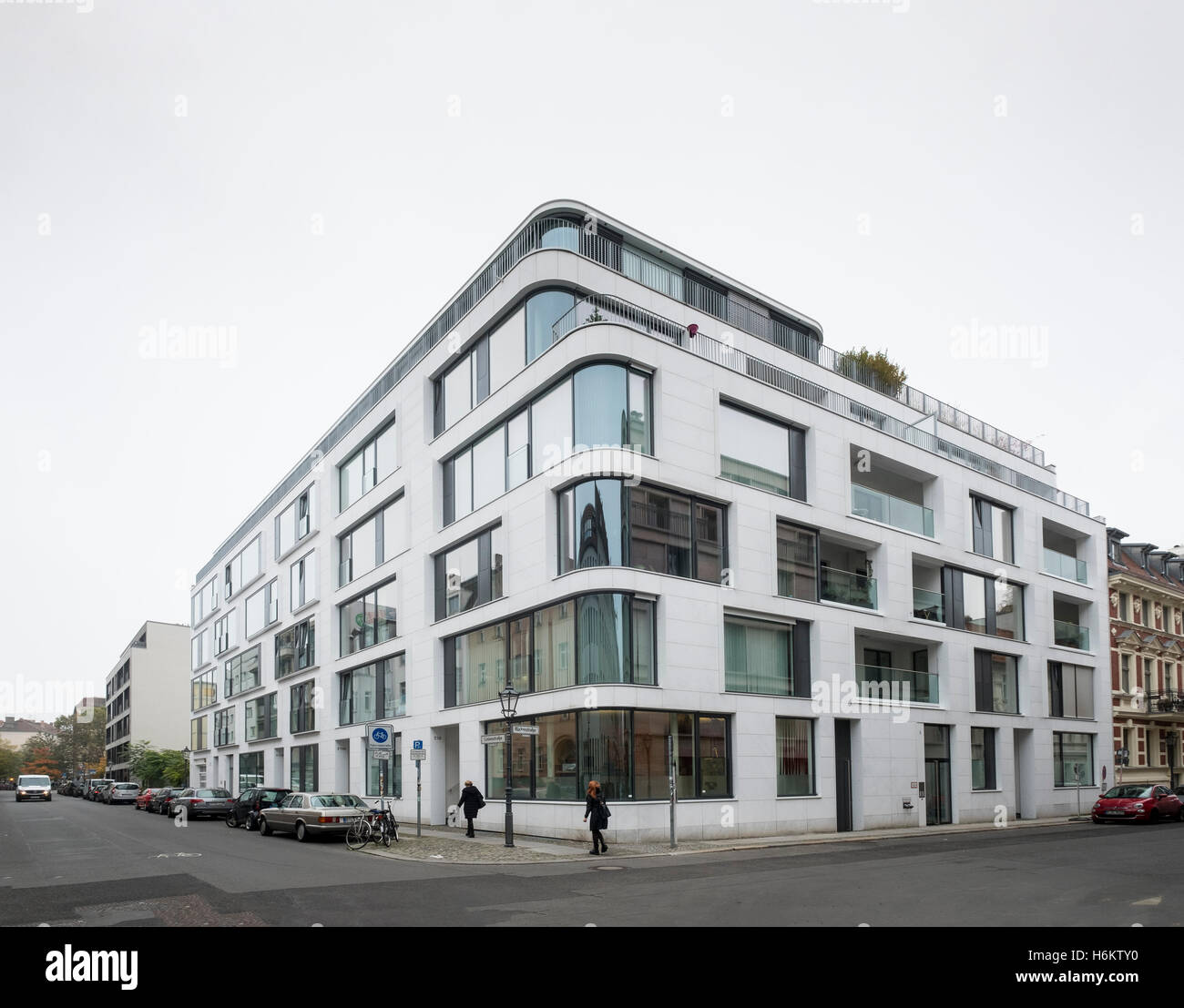 Modern new luxury apartment and commercial building on Linienstrasse,  in Mitte Berlin Germany Stock Photo