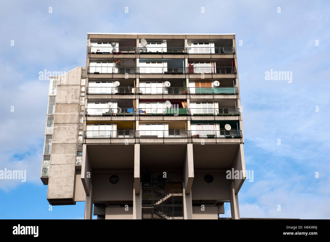 Detail of concrete social housing apartment building at Pallasstrasse