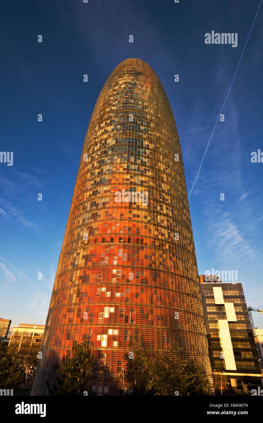 The Torre Agbar tower, Barcelona, Spain Stock Photo