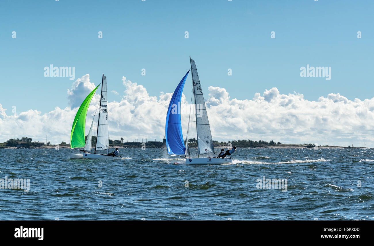 F18 sailing competition in Helsinki, Finland, Europe, EU Stock Photo