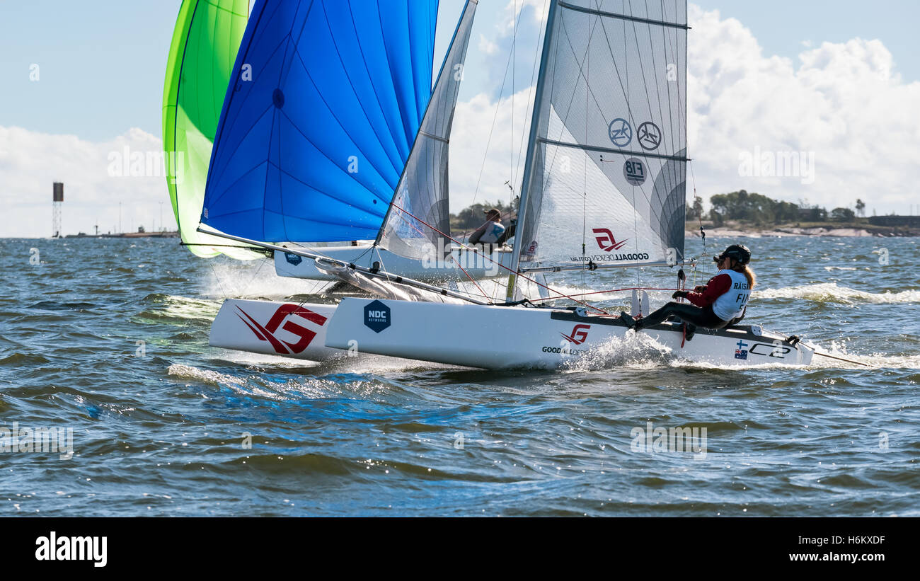 F18 sailing competition in Helsinki, Finland, Europe, EU Stock Photo