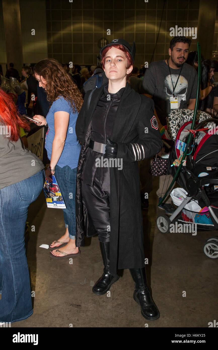 STAN LEE LA COMIC CON: A cosplayer dressed as General Hux from the film Star Wars; The Force Awakens. Stock Photo