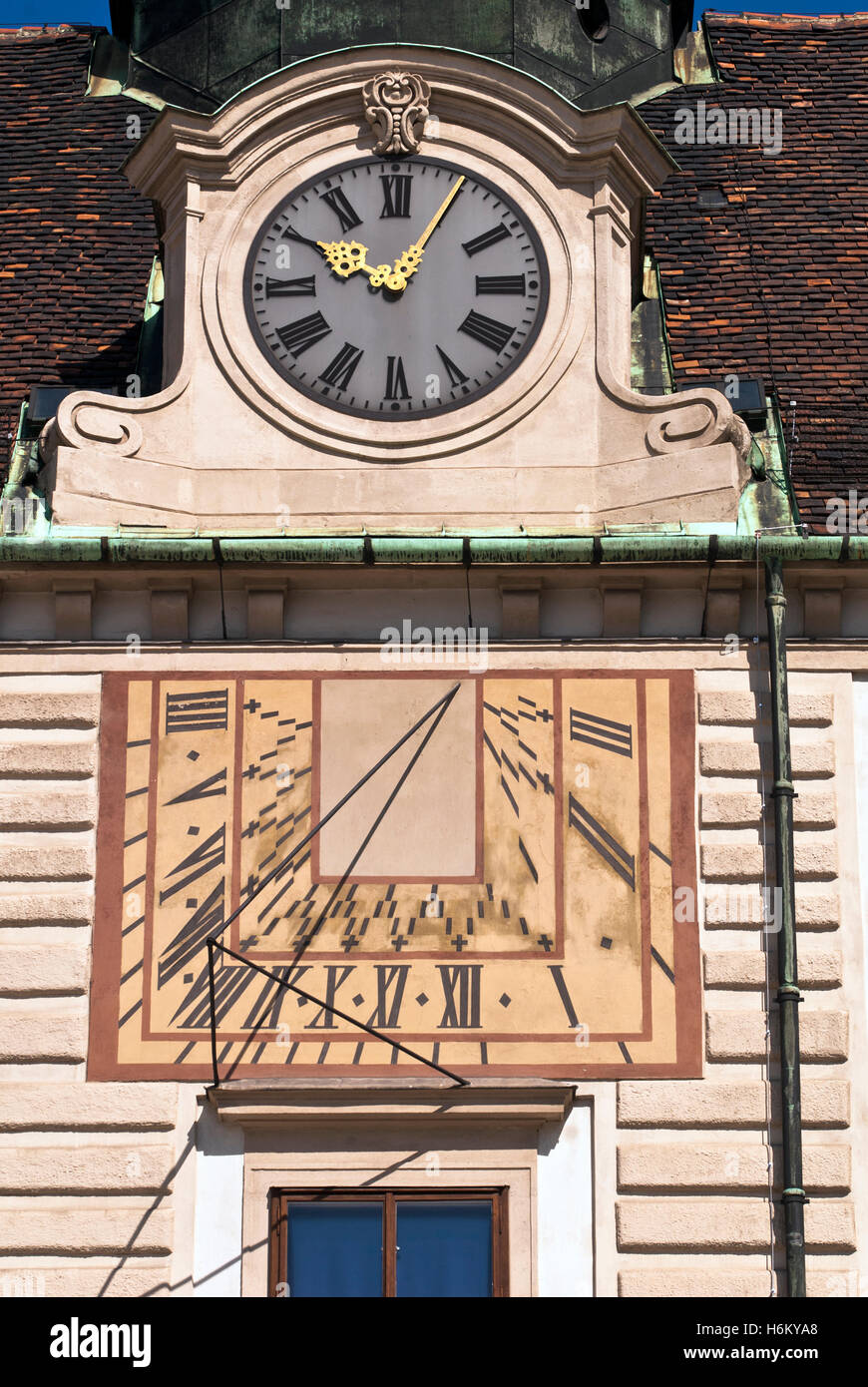 A sundial at the Hofburg Palace, Vienna, Austria Stock Photo