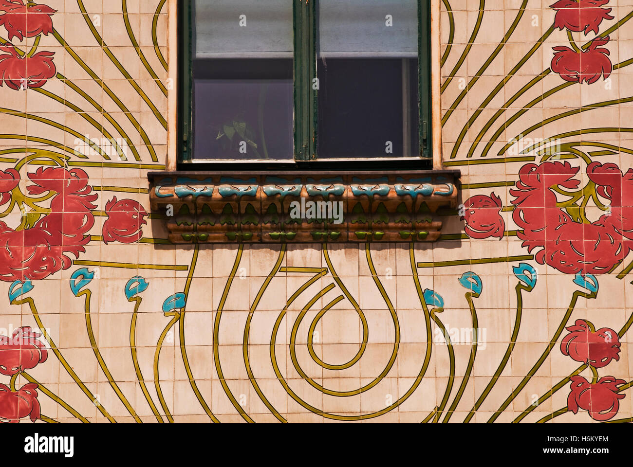 A decorated wall by architect Otto Wagner, Vienna, Austria Stock Photo