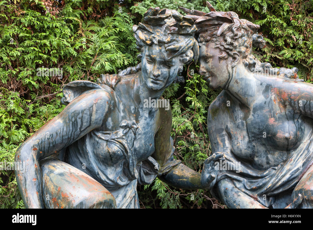 Statues in Palacio de Cristal a.k.a. Crystal Palace, Gardens, Porto, Portugal Stock Photo