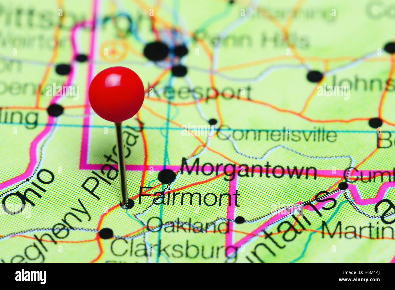 Fairmont pinned on a map of West Virginia, USA Stock Photo Alamy