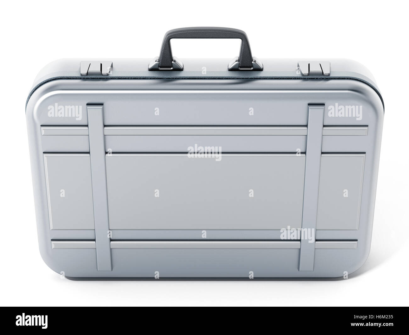 Metal briefcase isolated on white background. 3D illustration Stock