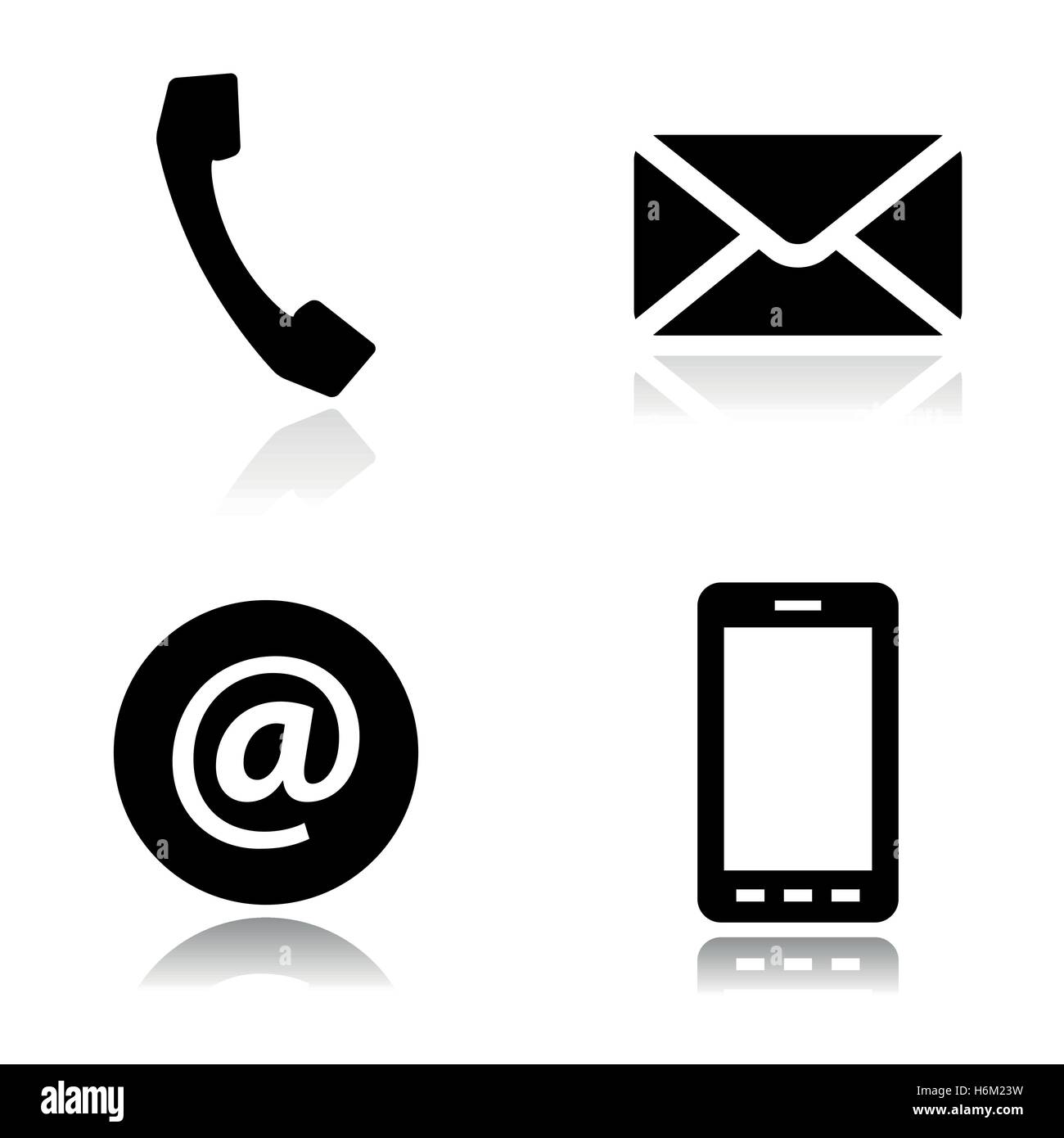 Vector black line contact icons set on white background Stock Vector