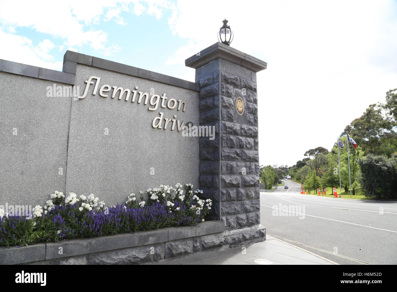 The Flemington Drive entrance to Flemington Racecourse off Epsom Road