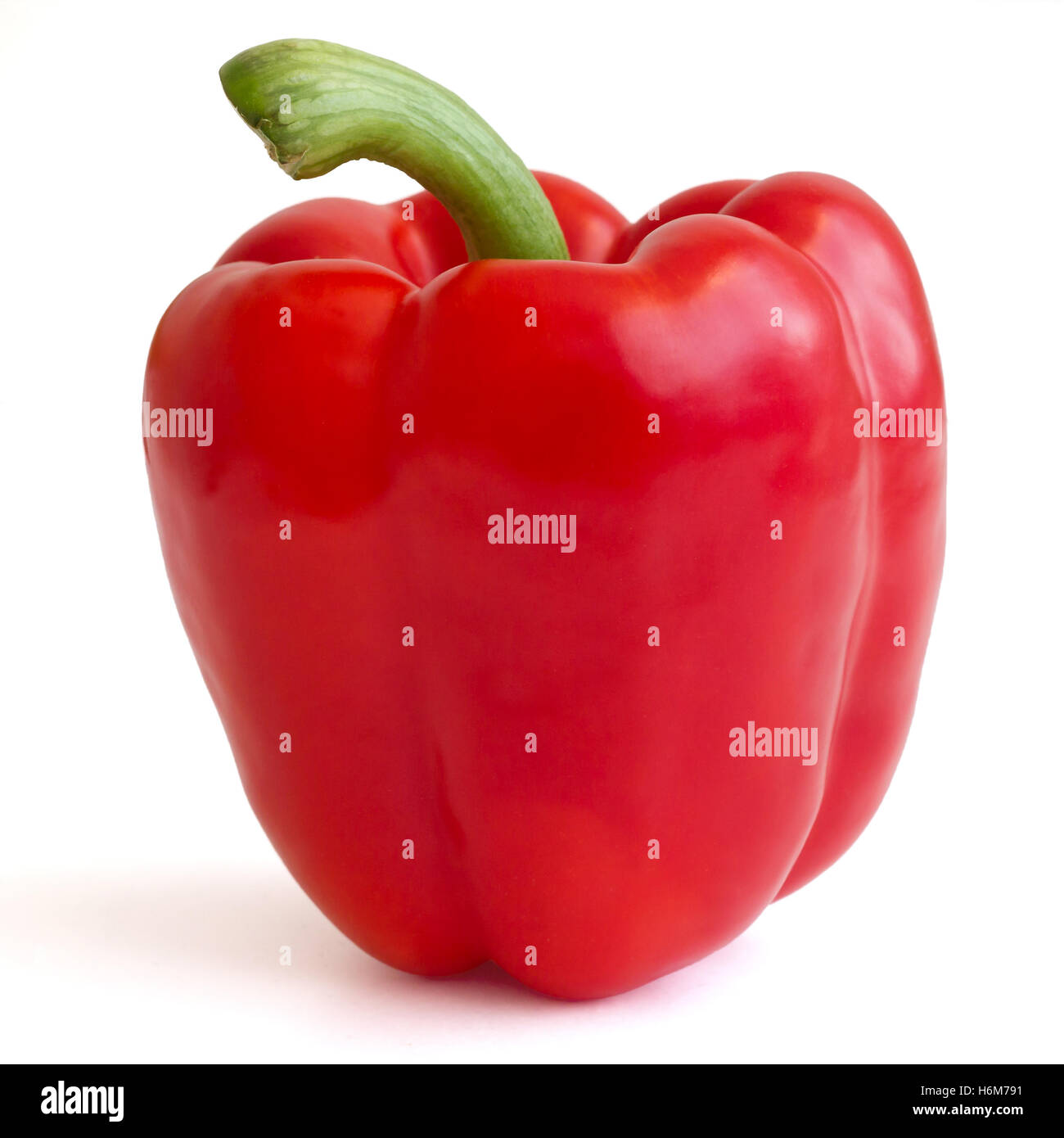 Single red bell pepper isolated on white. Stock Photo