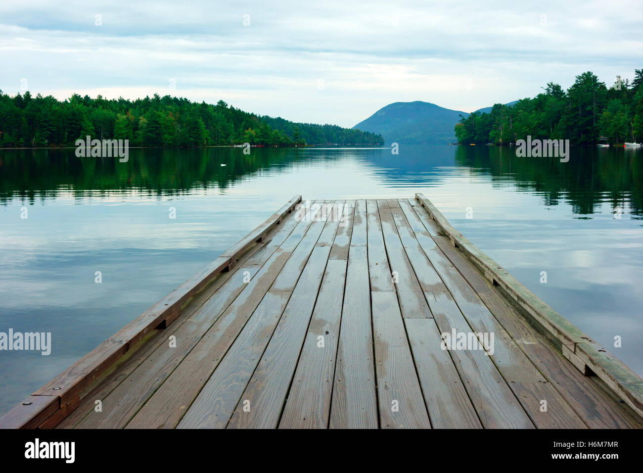 Wharf at Great Long Pond, Acadia National Park, Mount Desert Island, Maine, USA Stock Photo