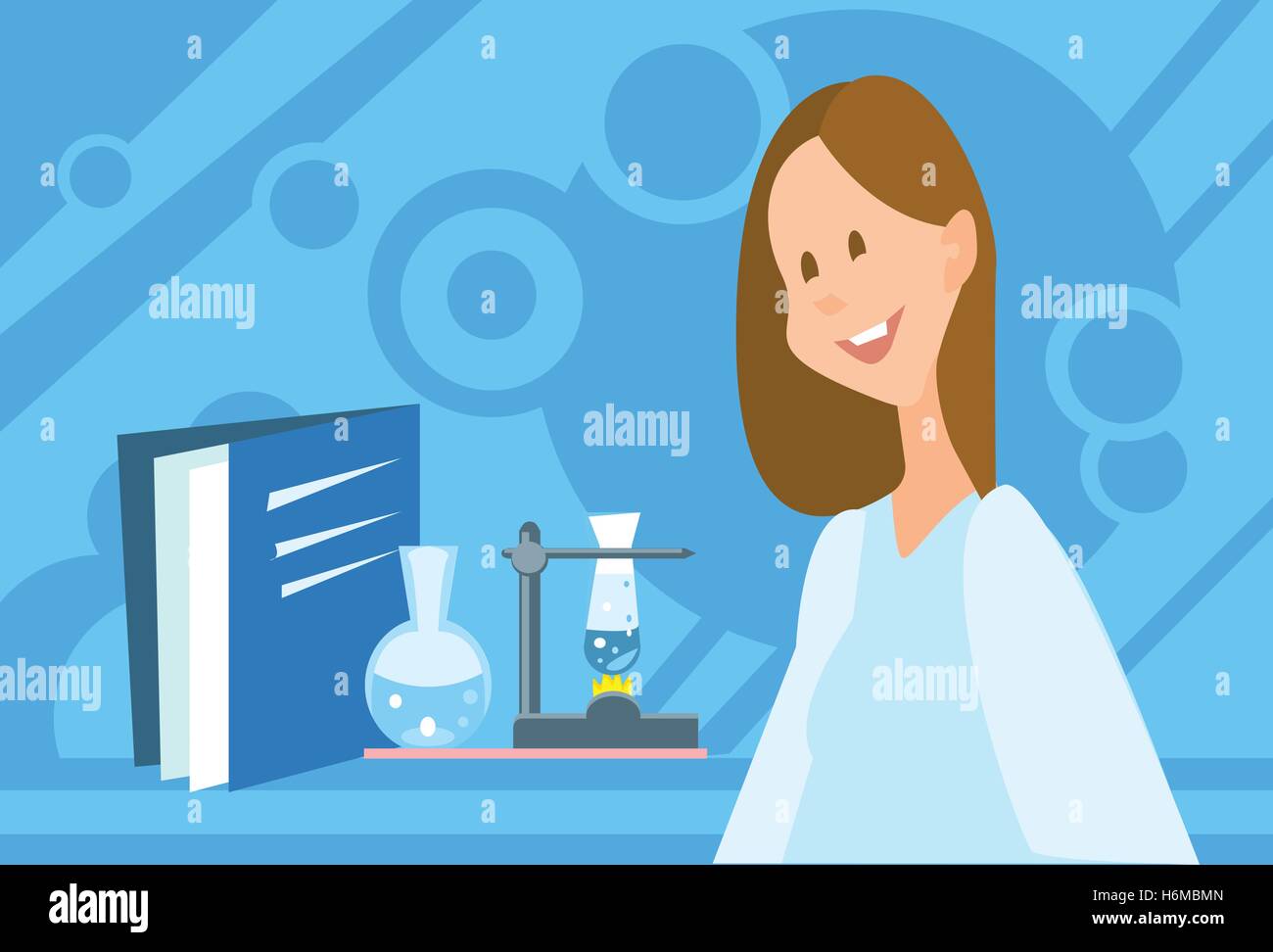 Scientist Woman Working Research Chemical Laboratory Flat Vector ...