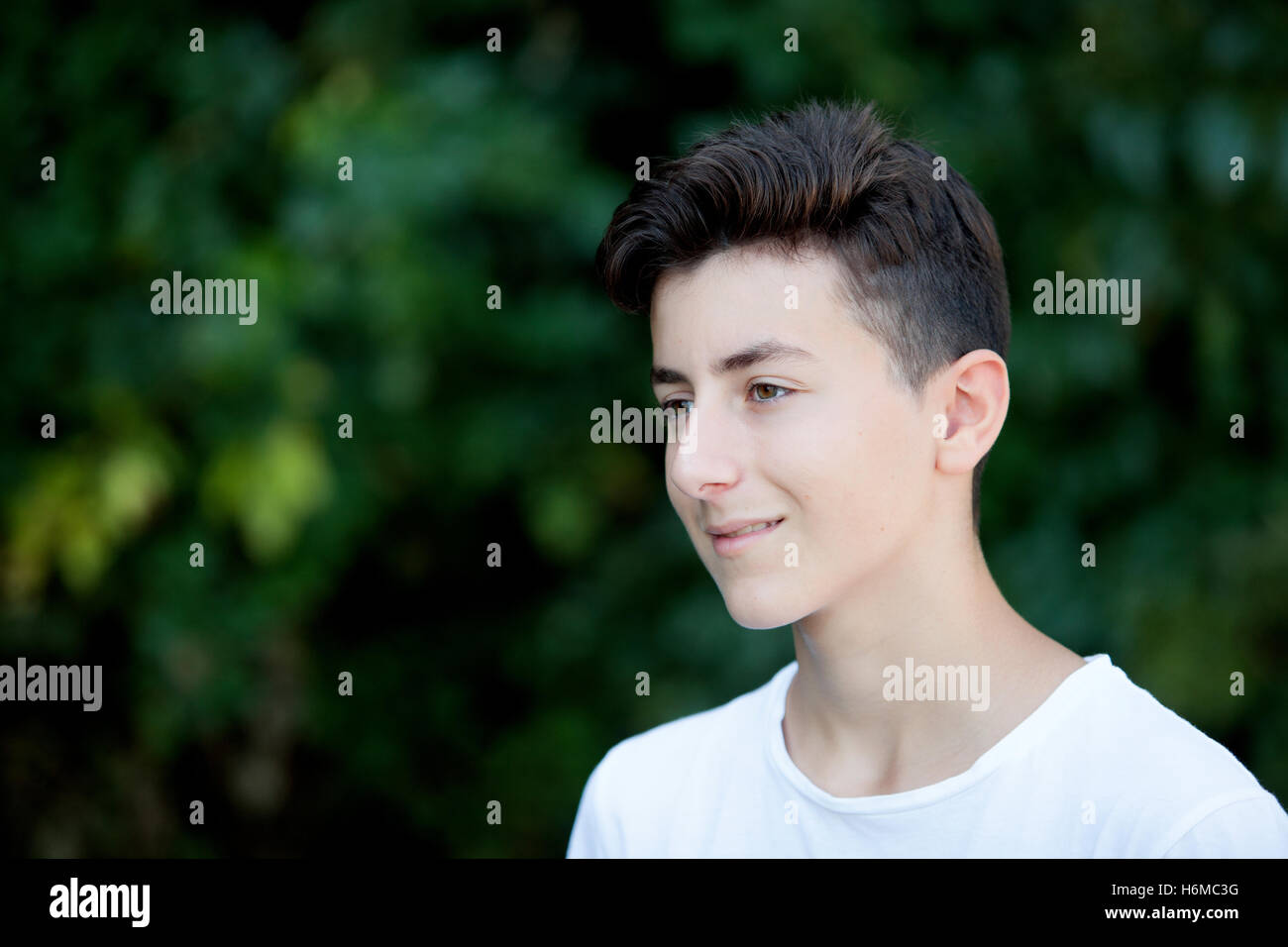 Handsome Brown Haired Teen In The Park Stock Photo 124609060 Alamy