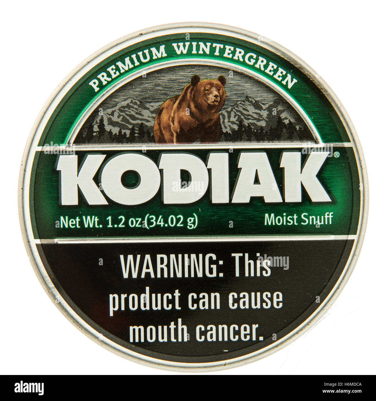 Winneconne, WI - 29 October 2016:  Can of Kodiak chewing tobacco on an isolated background. Stock Photo
