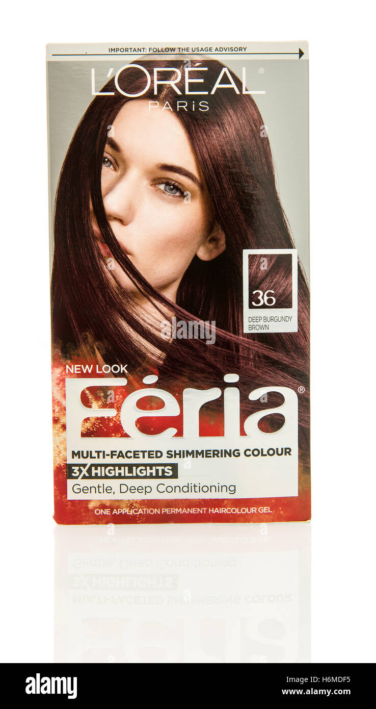 Winneconne, WI - 29 October 2016:  Loreal Feria hair color on an isolated background. Stock Photo