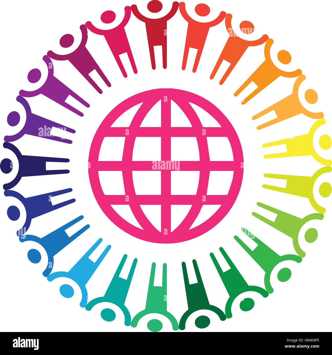People Holding Hands And The World Illustration Stock Vector Image ...