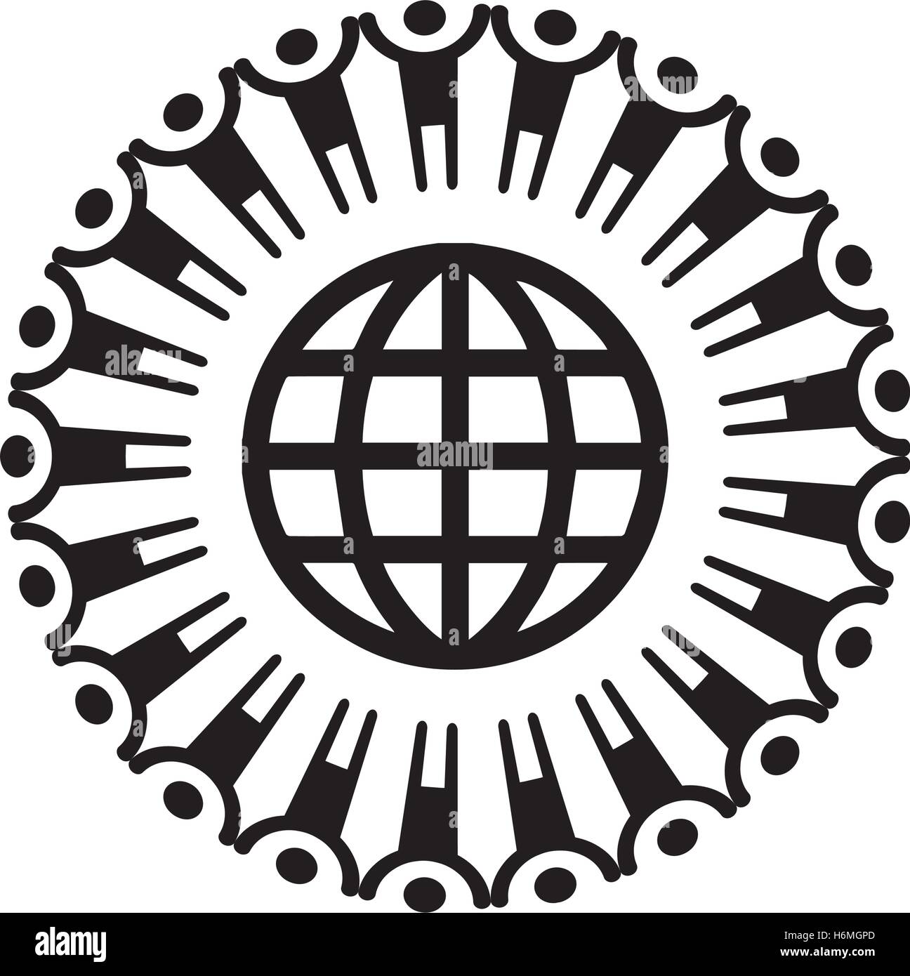 People Holding Hands And The World Illustration Stock Vector Image ...
