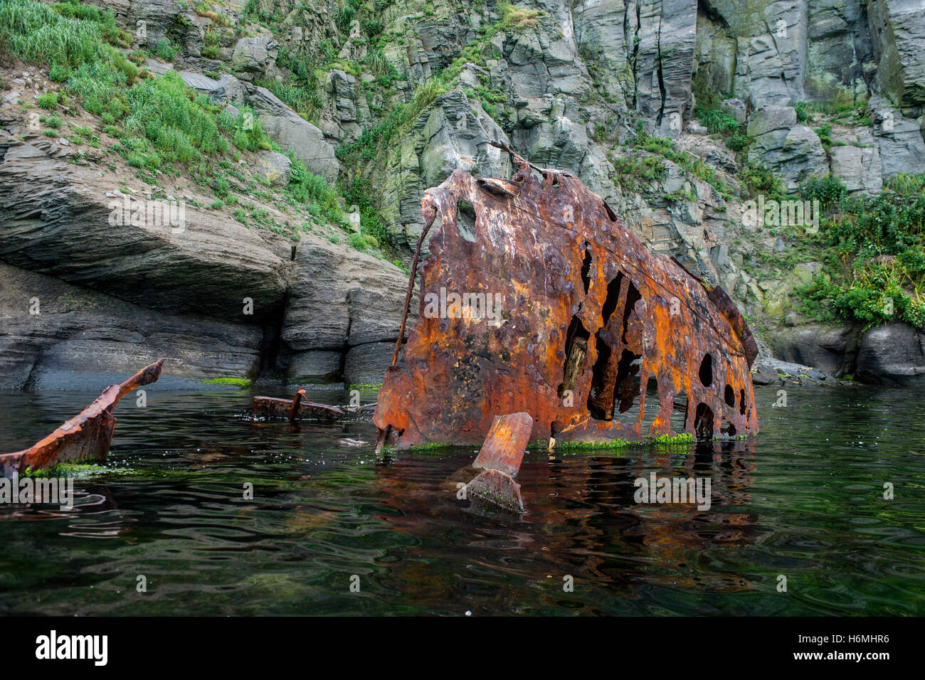 sunken remains of the ship Stock Photo