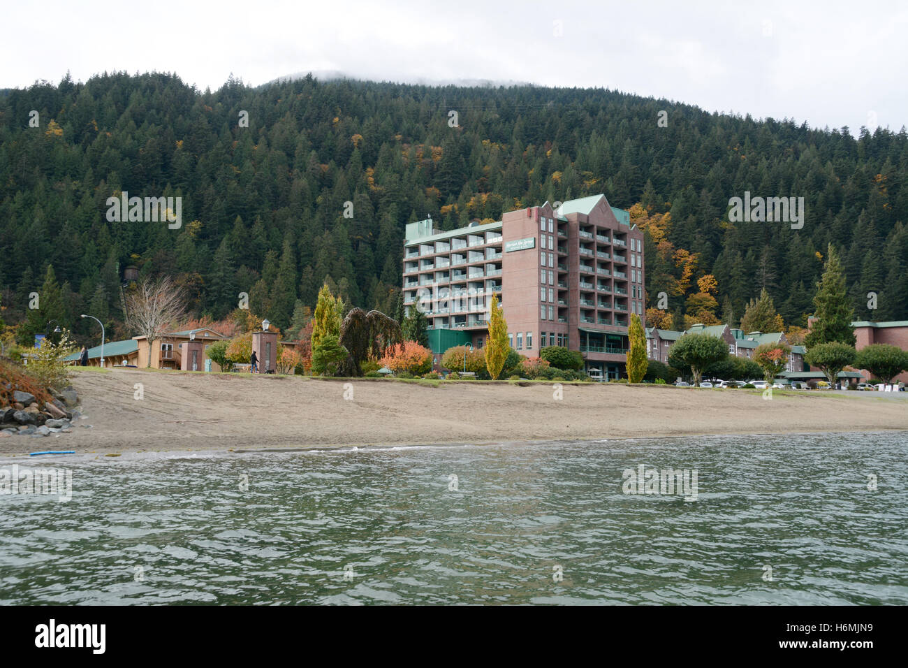 The Harrison Hot Springs Resort Hotel and Spa, located on the shores of Harrison Lake, British Columbia, Canada. Stock Photo