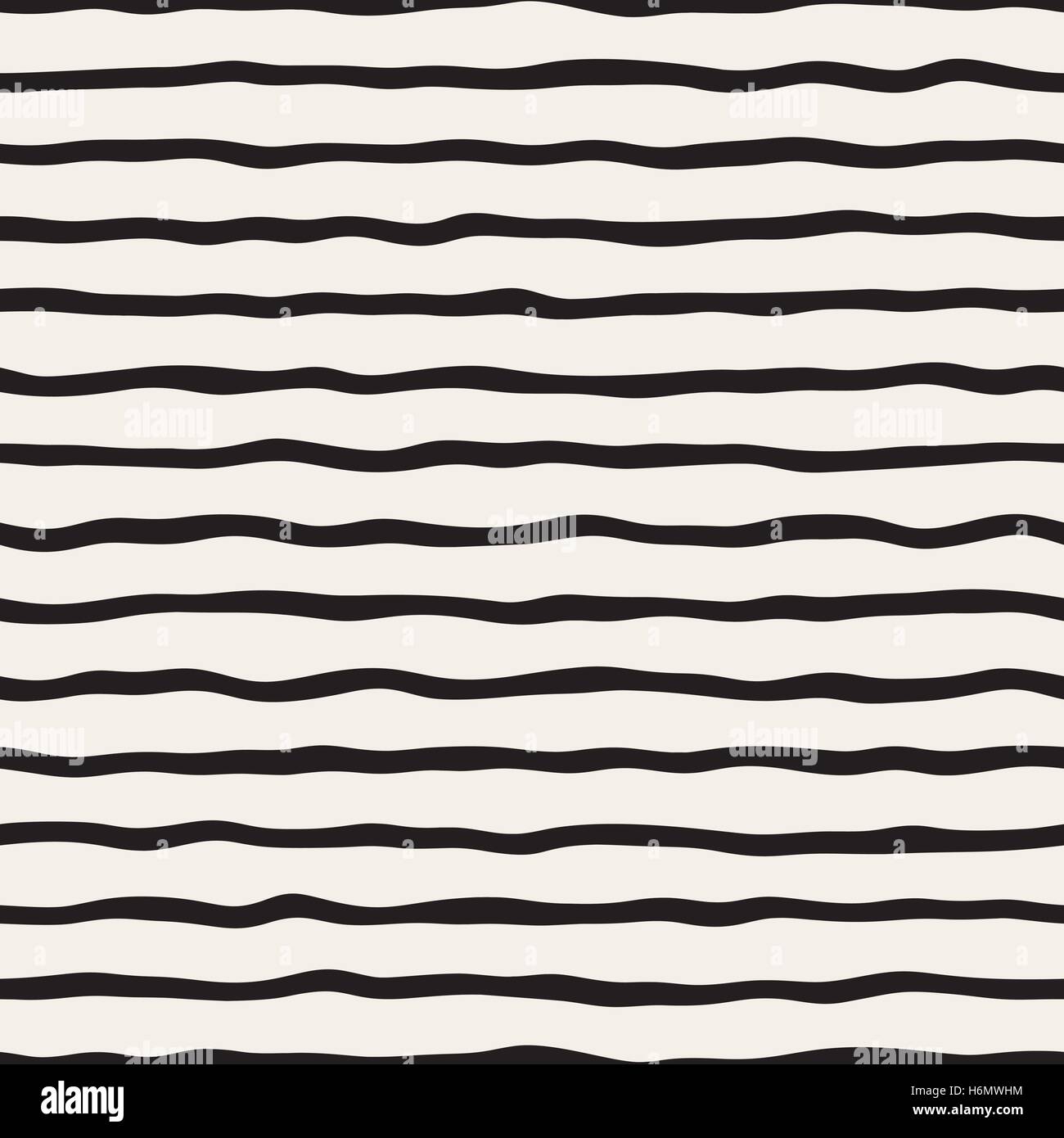 Vector Seamless Black and White Hand Drawn Stripes Pattern. Abstract ...